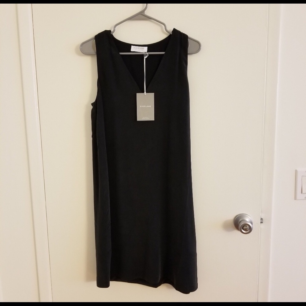 NWOT Black Everlane Double Lined Silk Dress